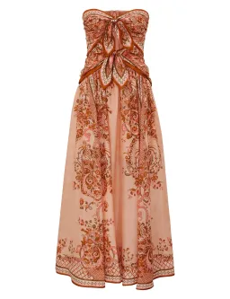 Zimmermann Aster Scarf Midi Dress Pink Paisley Floral Size 3 for rent on The Volte - image 1
