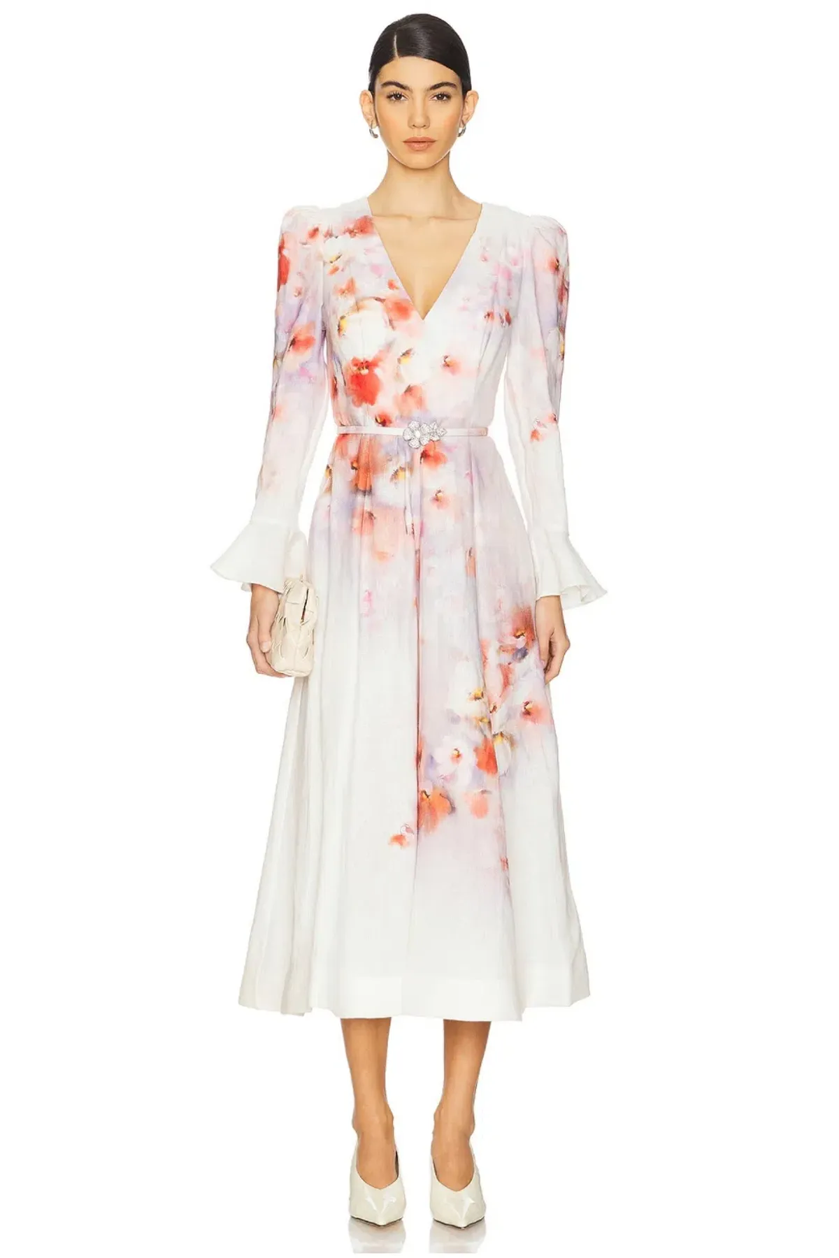 Crush Frill Sleeved Midi Dress by Zimmermann Size 0 - Image 1