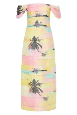 🌸 NEW AJE Zara Gathered Maxi Dress – Tropical Sunset Sky – Size AU 8 - Pink / Blue / Yellow🌸 for rent on The Volte - image 7