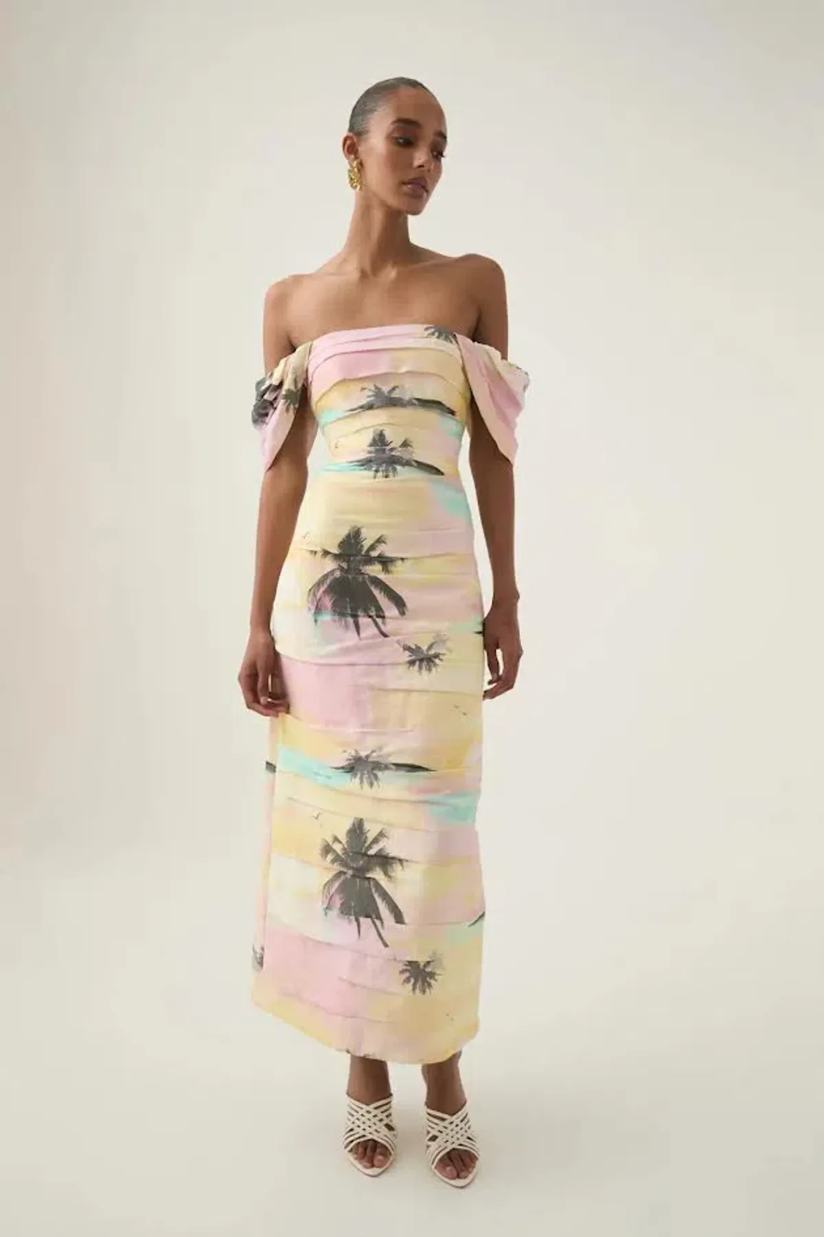 🌸 NEW AJE Zara Gathered Maxi Dress – Tropical Sunset Sky – Size AU 8 - Pink / Blue / Yellow🌸 - Image 1
