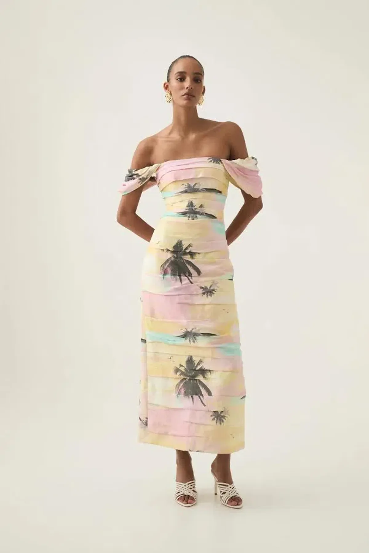 🌸 NEW AJE Zara Gathered Maxi Dress – Tropical Sunset Sky – Size AU 8 - Pink / Blue / Yellow🌸 - Image 4