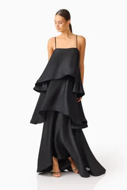 Elliatt Tilly Tiered Maxi Dress in Black Size 14 for rent on The Volte - image 1