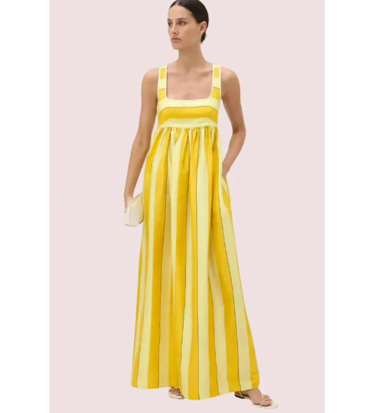 Oroton Slub Silk Stripe Sundress in Sunflower Size AU10 - Image 1