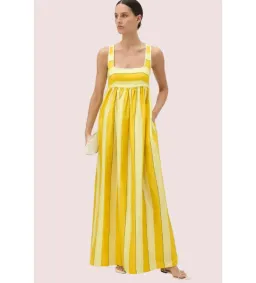 Oroton Slub Silk Stripe Sundress in Sunflower Size AU10 for rent on The Volte - image 1