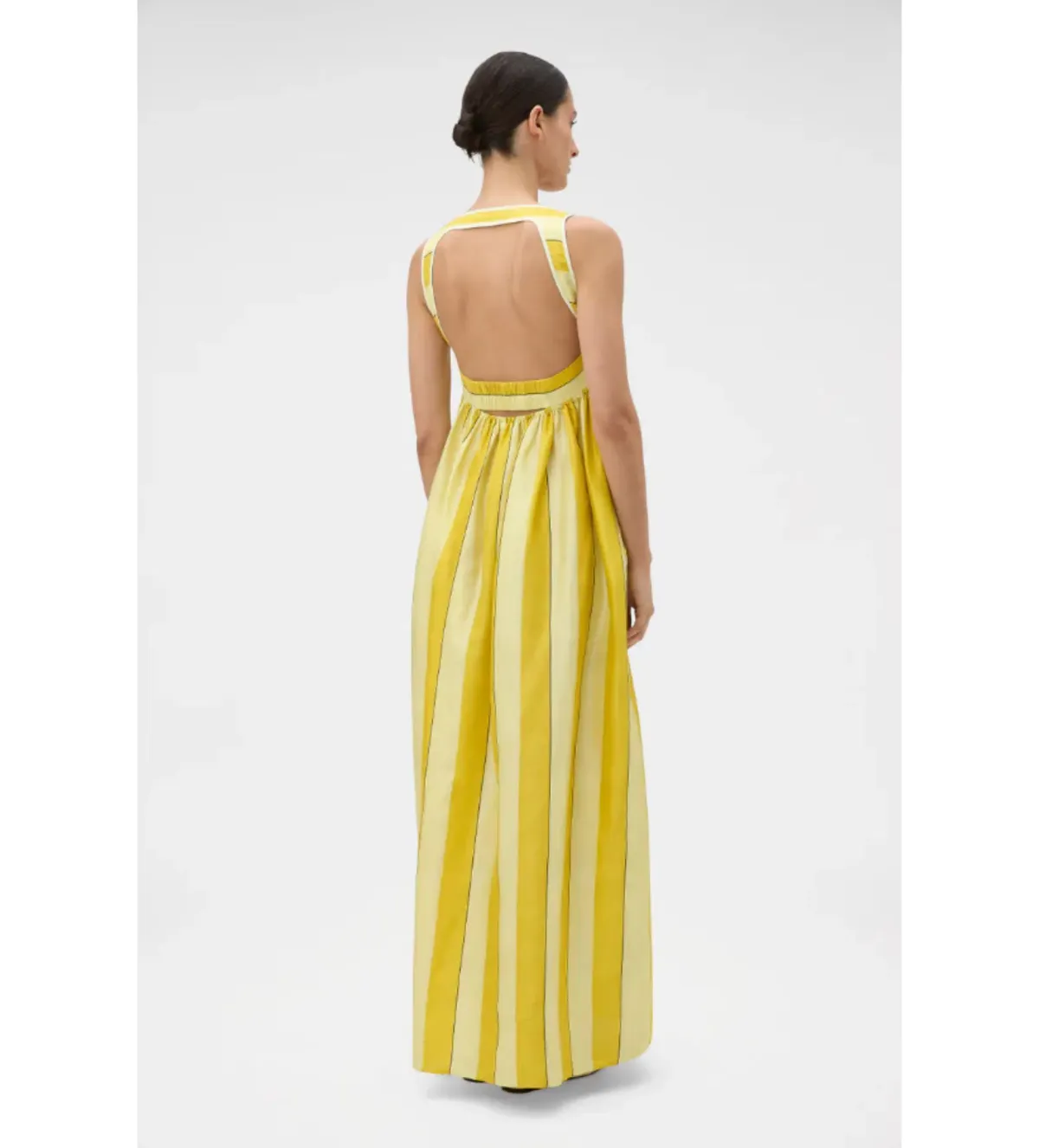 Oroton Slub Silk Stripe Sundress in Sunflower Size AU10 - Image 3