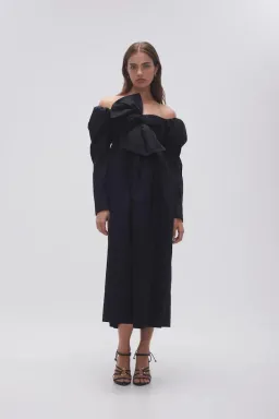 🖤 AJE Valentina Bow Midi Dress in Black – Size AU 8 - Evening Outfit 🖤 for rent on The Volte - image 4