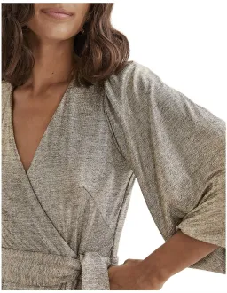 COUNTRY ROAD Metallic Wrap Maxi Dress in Pewter Gold - Size L / 14 women's for rent on The Volte - image 3