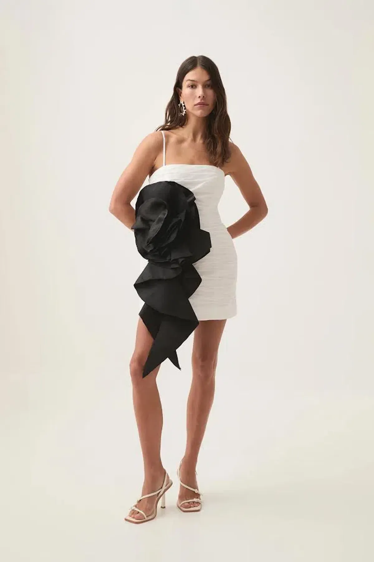 New AJE Potion Spiral Mini Dress in Ivory White & Black - Size 8 AU - Image 3