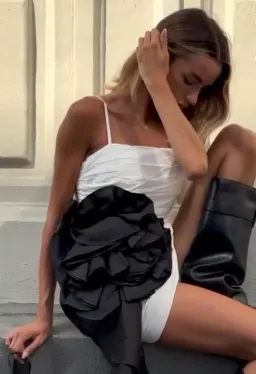 New AJE Potion Spiral Mini Dress in Ivory White & Black - Size 8 AU for rent on The Volte - image 7