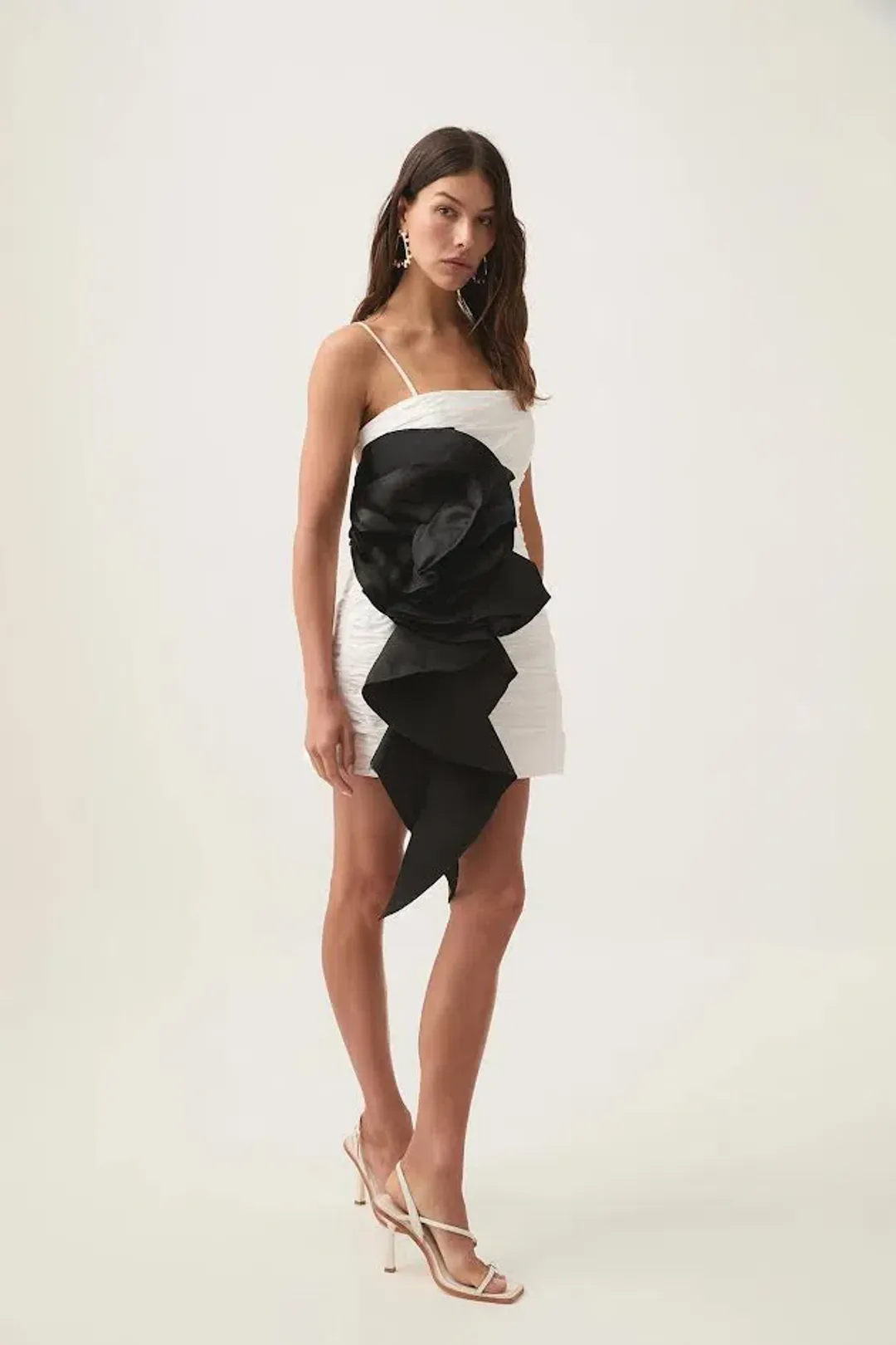 New AJE Potion Spiral Mini Dress in Ivory White & Black - Size 8 AU for rent on The Volte - main image