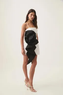 New AJE Potion Spiral Mini Dress in Ivory White & Black - Size 8 AU for rent on The Volte - image 2