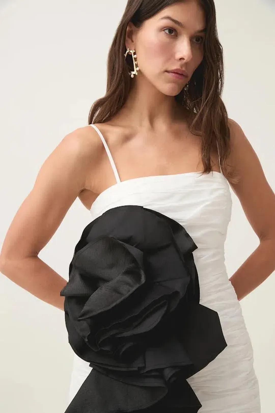 New AJE Potion Spiral Mini Dress in Ivory White & Black - Size 8 AU for rent on The Volte - main image