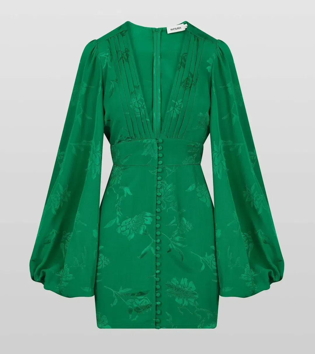 Rat & Boa Isabella Long Sleeve Mini Dress In Green | Size XS AU 6 for rent on The Volte - main image
