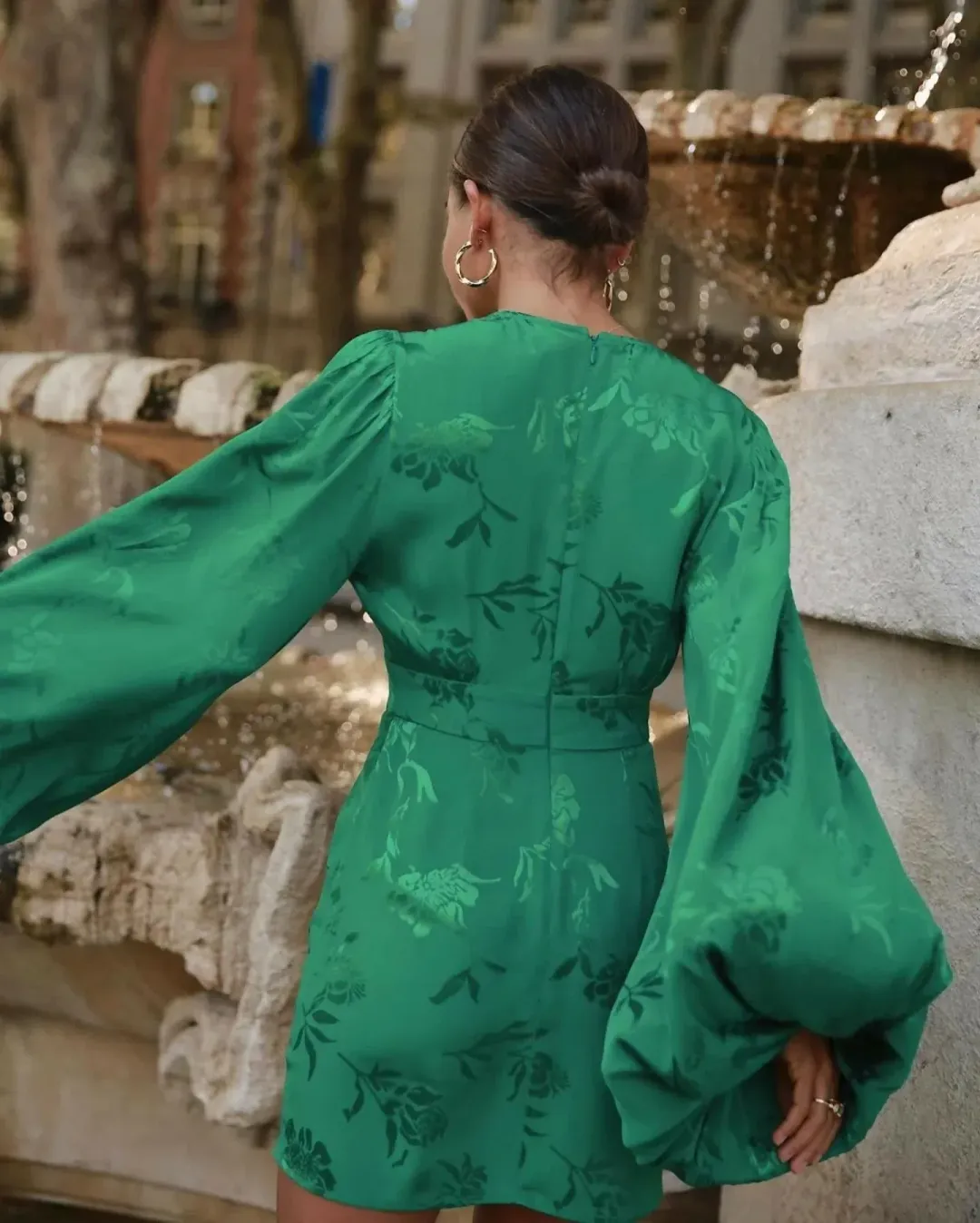 Rat & Boa Isabella Long Sleeve Mini Dress In Green | Size XS AU 6 for rent on The Volte - main image