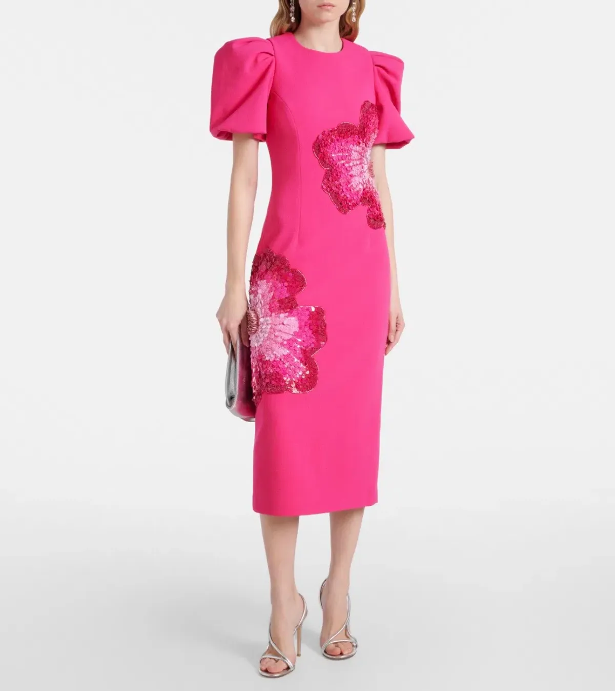 REBECCA VALLANCE Layana Midi Dress Raspberry Pink Size 10 for rent on The Volte - main image