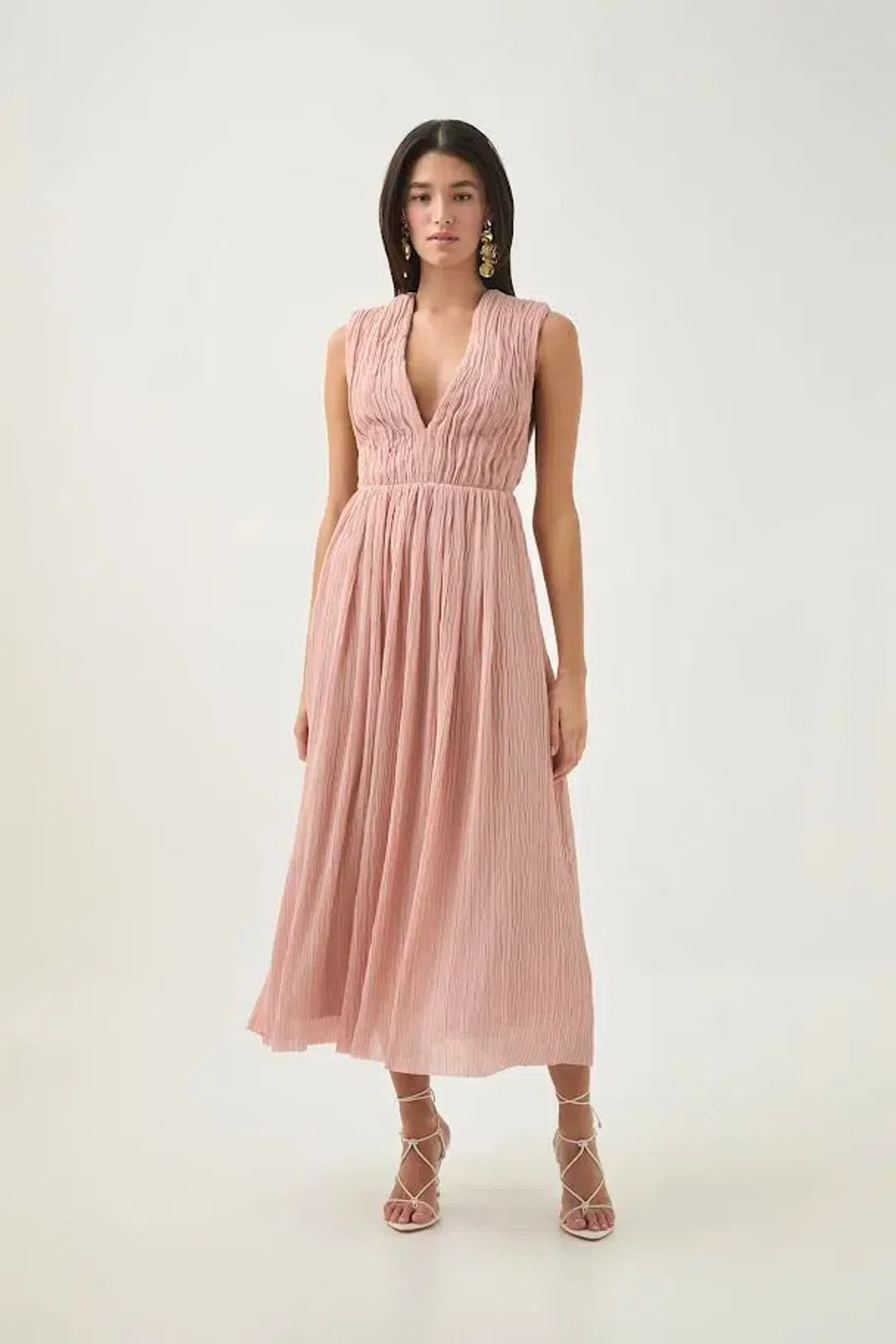 🩷 AJE Becoming Bow Back Midi Dress – Blush Pink – Size AU 10 🩷 for rent on The Volte - main image