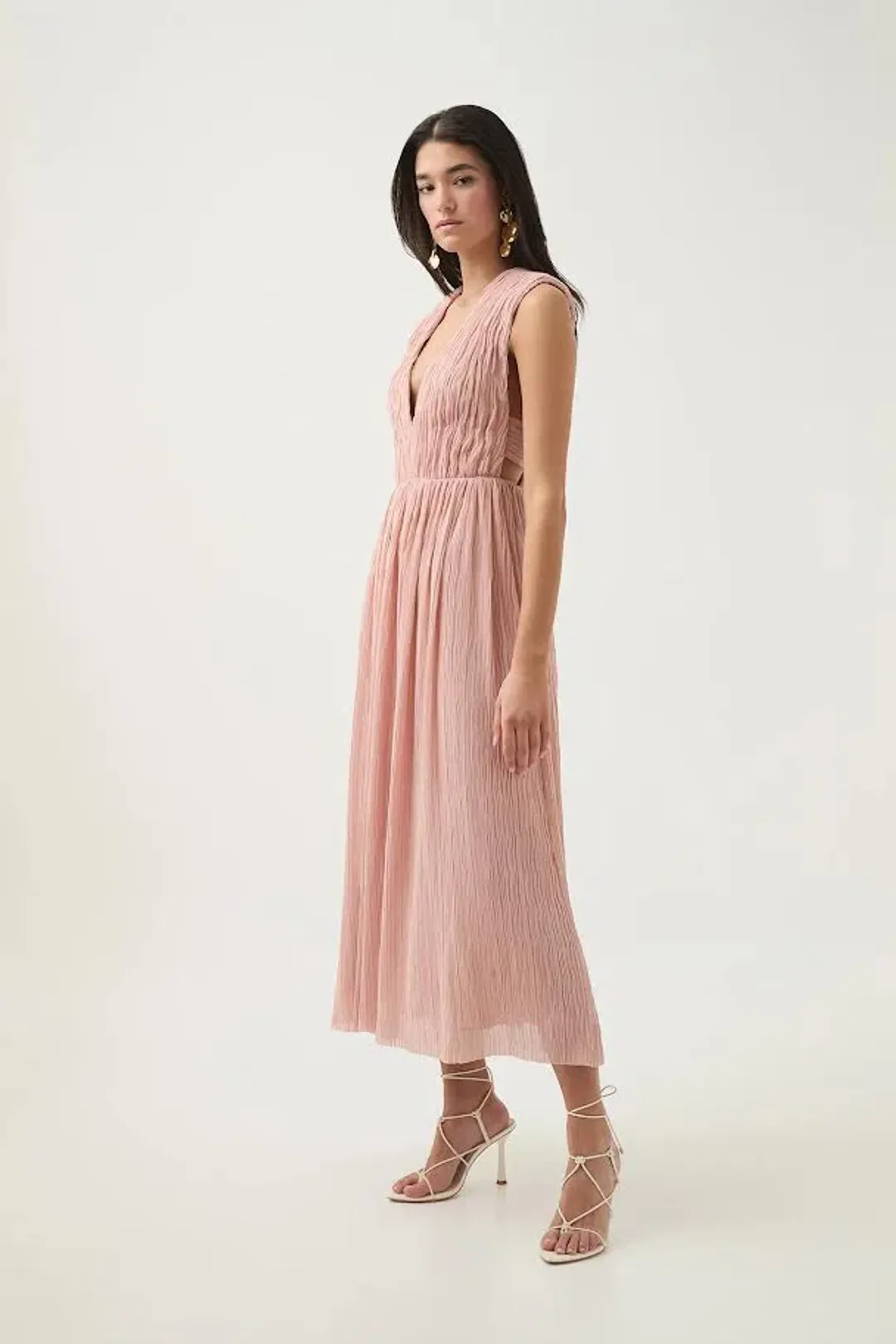 🩷 AJE Becoming Bow Back Midi Dress – Blush Pink – Size AU 10 🩷 for rent on The Volte - main image