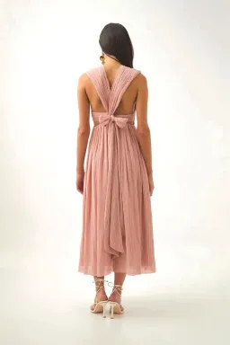 🩷 AJE Becoming Bow Back Midi Dress – Blush Pink – Size AU 10 🩷 for rent on The Volte - image 1