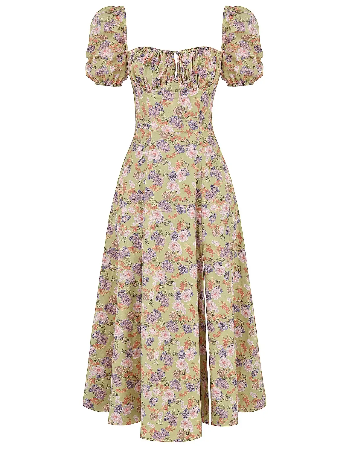 House Of Cb Tallulah Print Puff Sleeve Midi Sundress Peony Size 6 - Image 5
