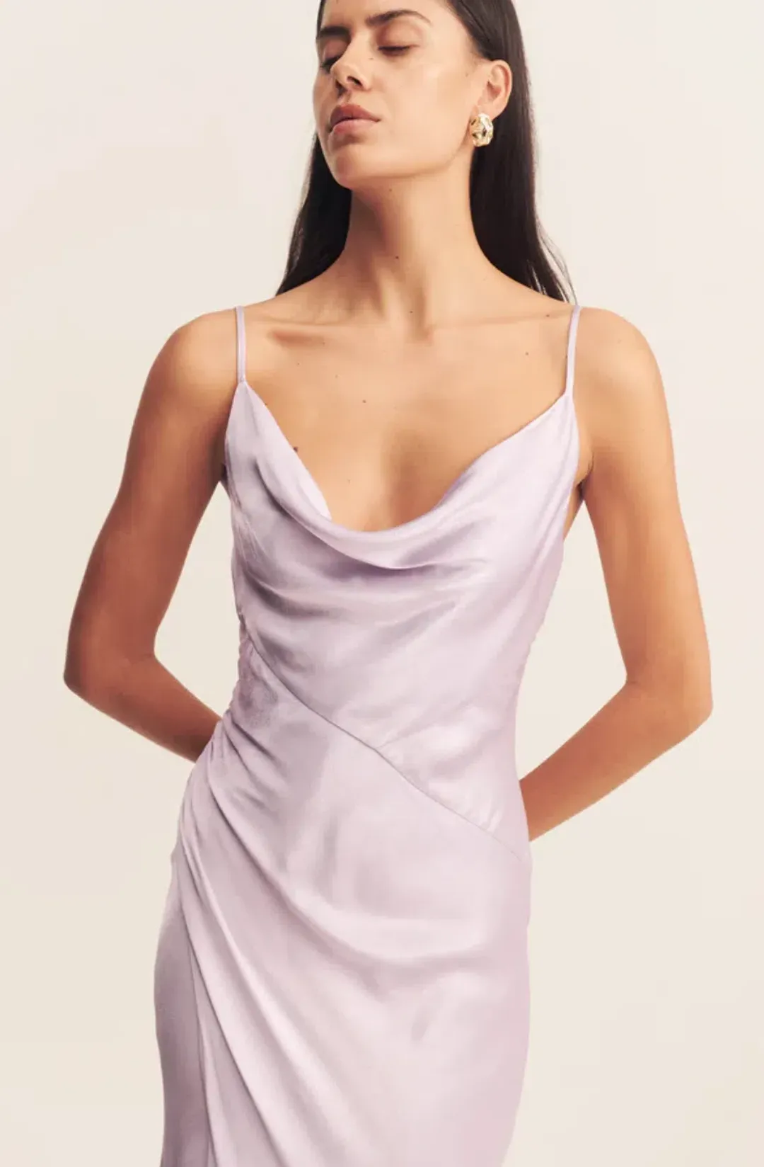 Shona Joy La Lune Cowl Neck Midi Dress - Lilac size 6 for rent on The Volte - main image