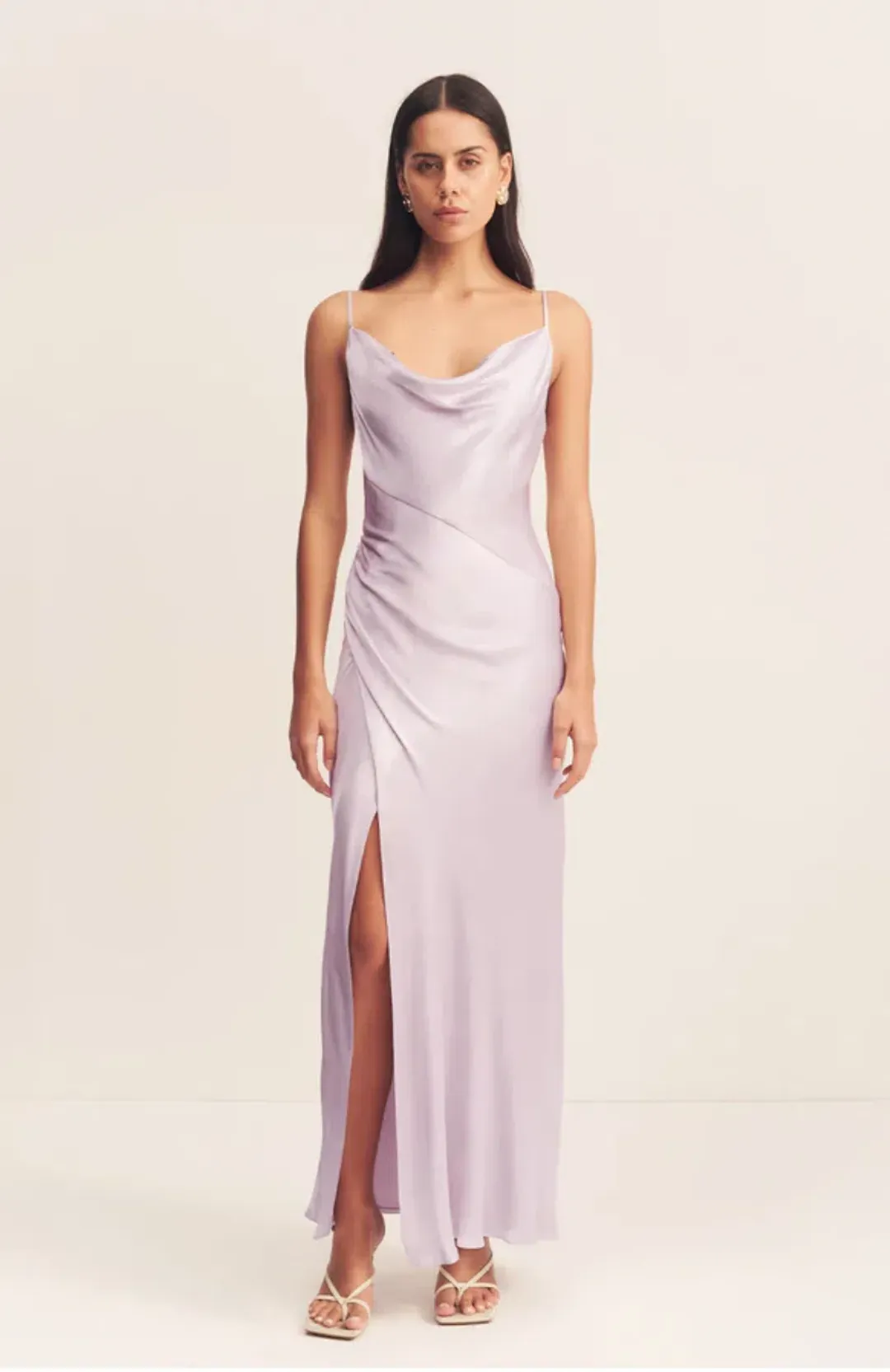 Shona Joy La Lune Cowl Neck Midi Dress - Lilac size 6 for rent on The Volte - main image