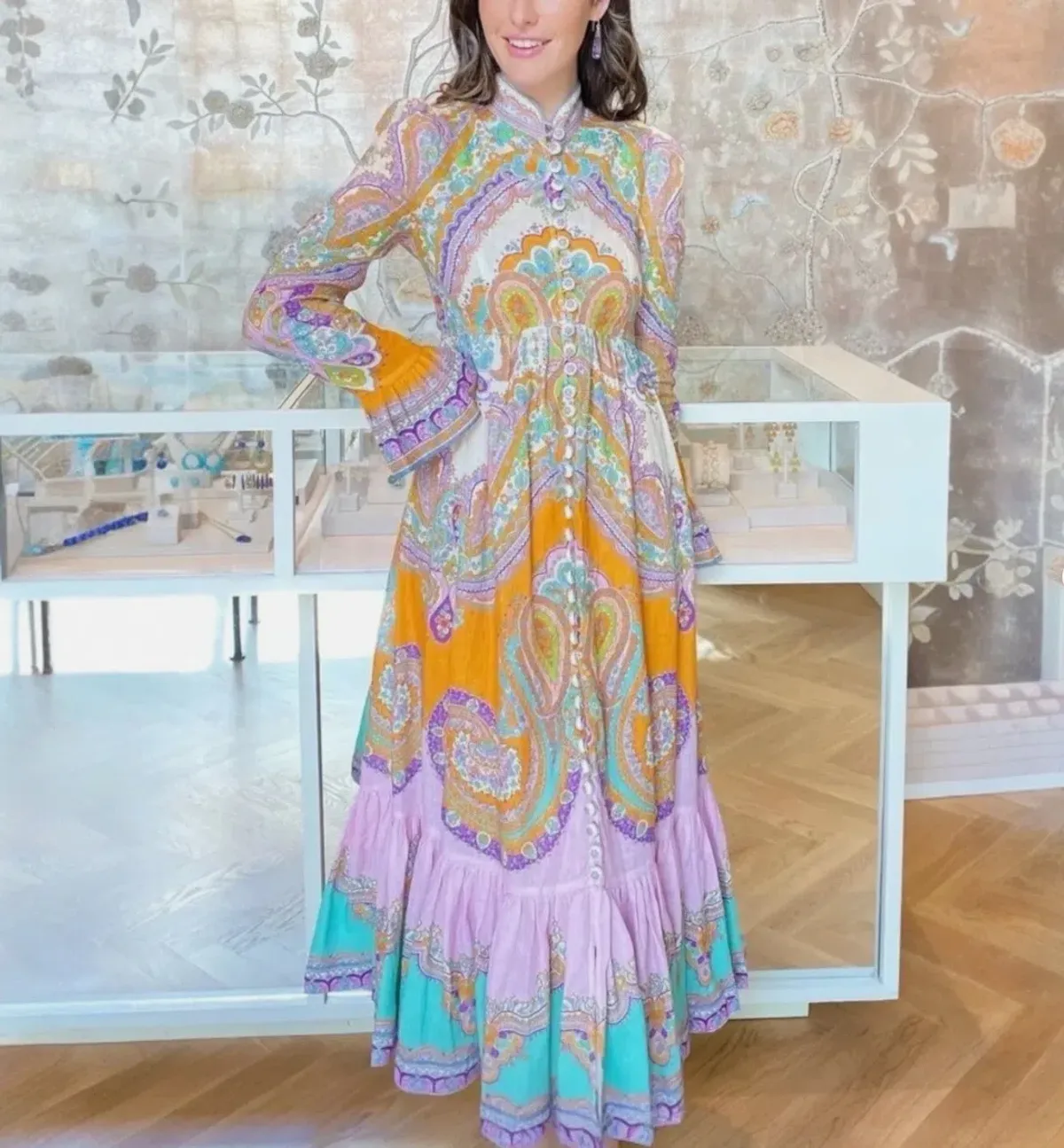 Zimmermann Lola Paisley Midi Dress Daisy Paisley Size 2 / Au 12 - Image 2