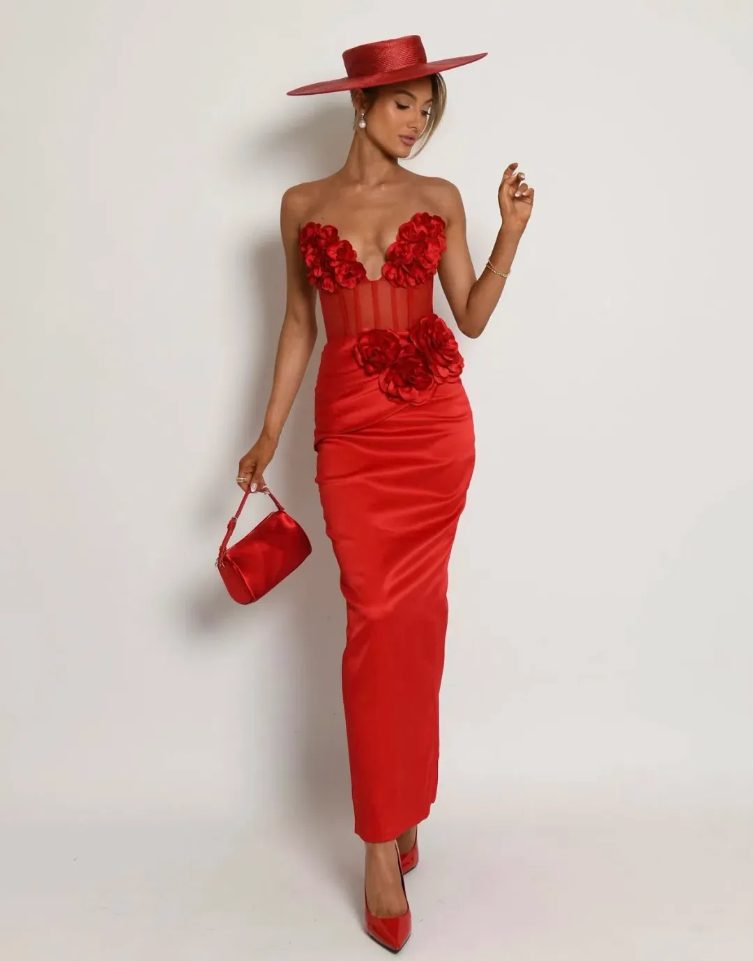 MADOH. Red midi dress for rent on The Volte - main image