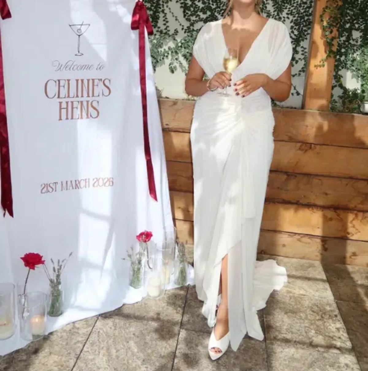 Bec and Bridge Leia Drape Gown Butter Cream White Size 14 - Image 5