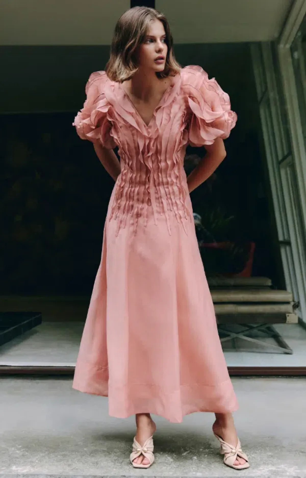 AJE Seraphina Midi Dress Stone rose Size 6 - Image 1