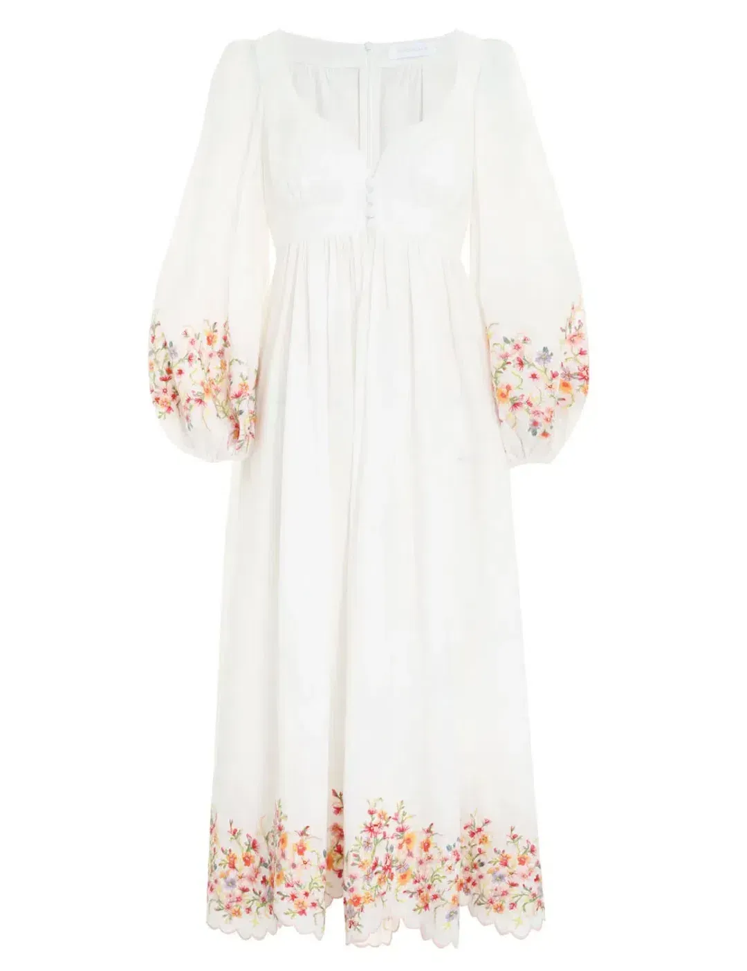 ZIMMERMANN MAE FLORAL MIDI DRESS WHITE FLORAL SIZE 1/AU 10 for rent on The Volte - main image