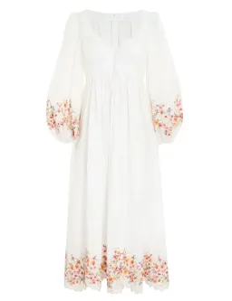ZIMMERMANN MAE FLORAL MIDI DRESS WHITE FLORAL SIZE 1/AU 10 for rent on The Volte - image 1