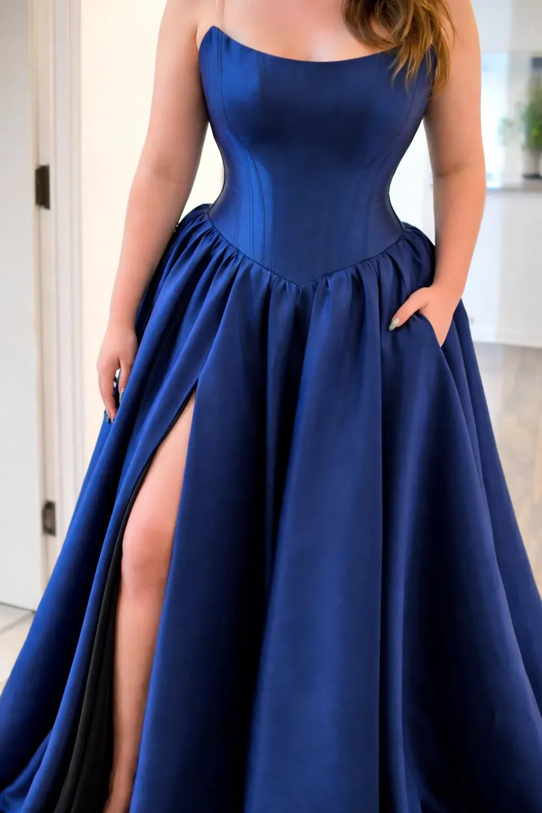 Francesca – Mikado Navy Formal Dress - Size 12 for rent on The Volte - main image