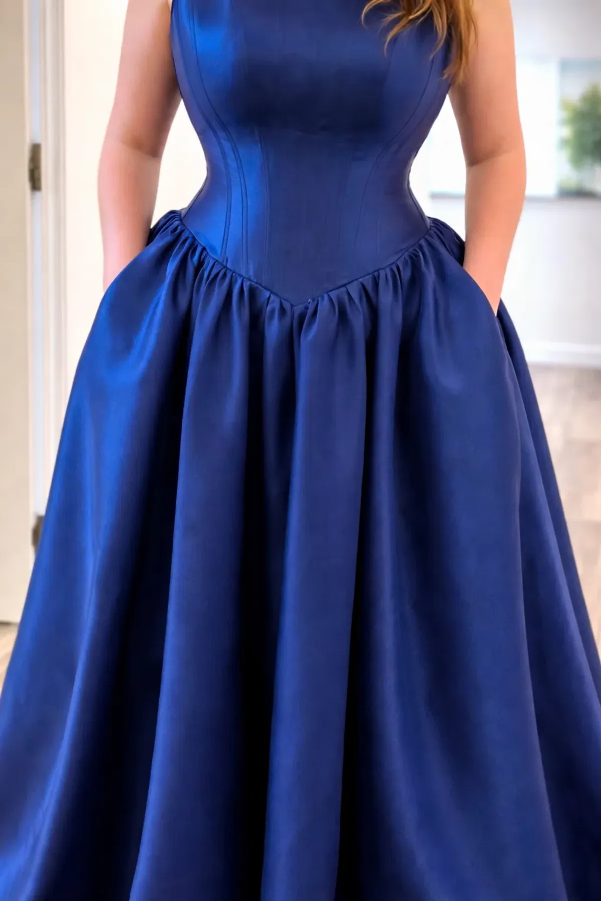 Francesca – Mikado Navy Formal Dress - Size 12 - Image 5