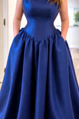 Francesca – Mikado Navy Formal Dress - Size 12 for rent on The Volte - image 5