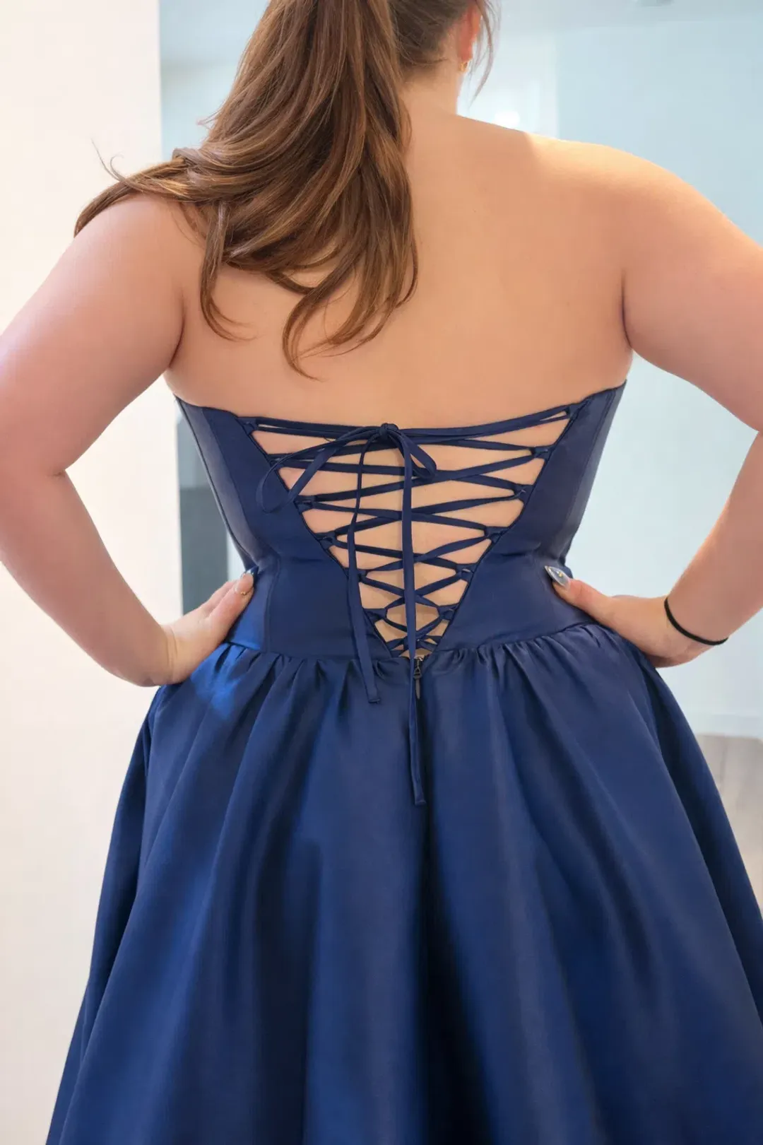 Francesca – Mikado Navy Formal Dress - Size 12 for rent on The Volte - main image