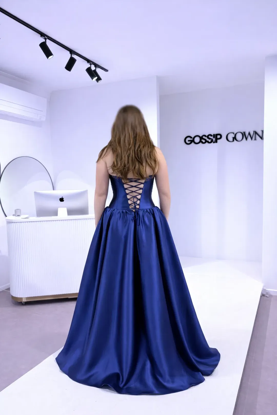 Francesca – Mikado Navy Formal Dress - Size 12 for rent on The Volte - main image