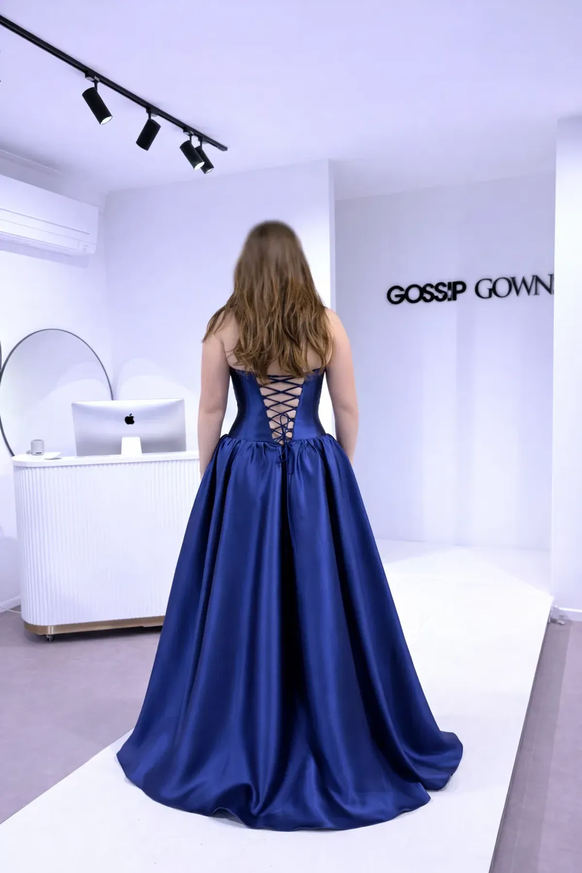 Francesca – Mikado Navy Formal Dress - Size 12 - Image 3