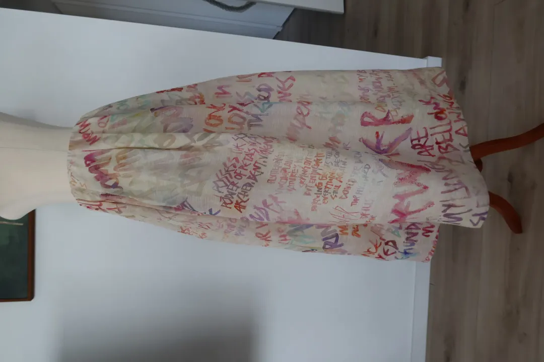 ZIMMERMANN Cream Voluminous Maxi Skirt with Multicoloured Writing Size 8 for rent on The Volte - main image