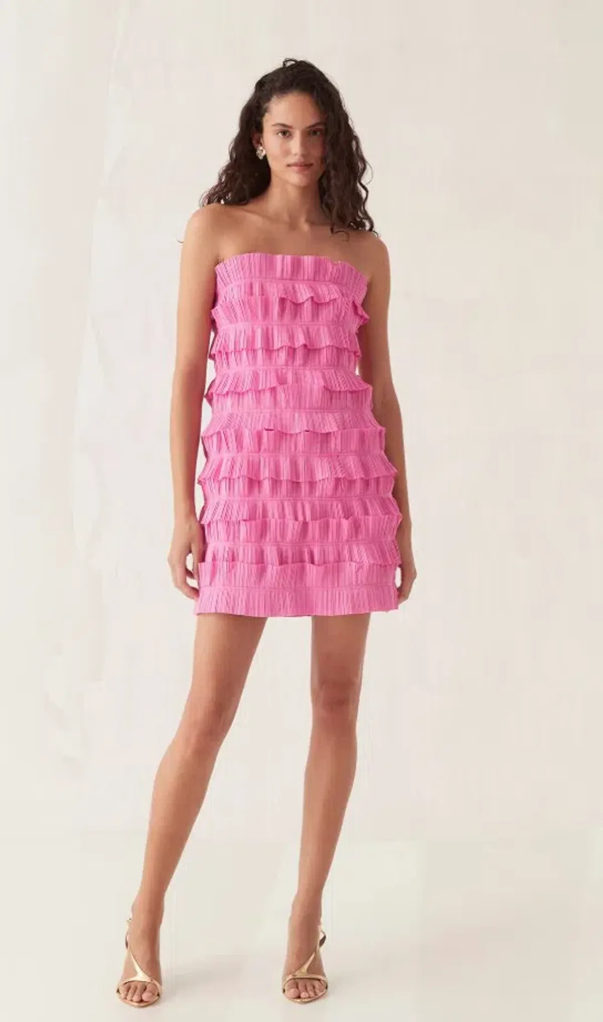 Aje Palladium Ruffled Mini Dress Muted Fuchsia Size S AU 8 - Image 1