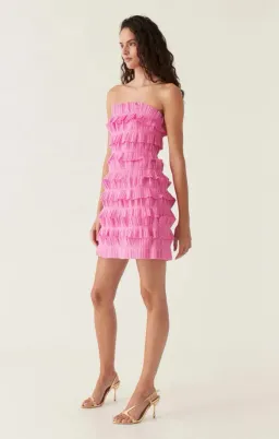 Aje Palladium Ruffled Mini Dress Muted Fuchsia Size S AU 8 for rent on The Volte - image 3