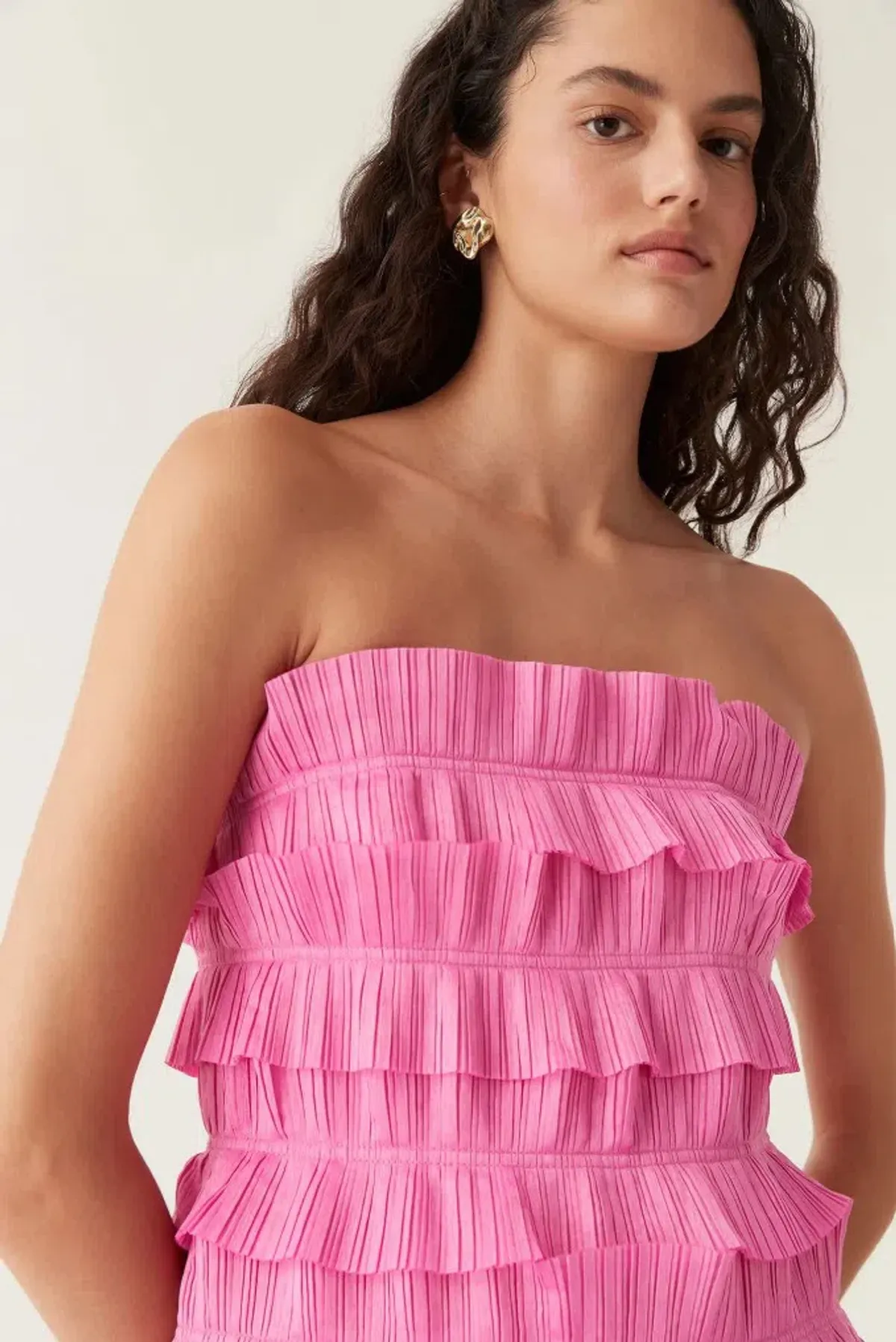 Aje Palladium Ruffled Mini Dress Muted Fuchsia Size S AU 8 - Image 4