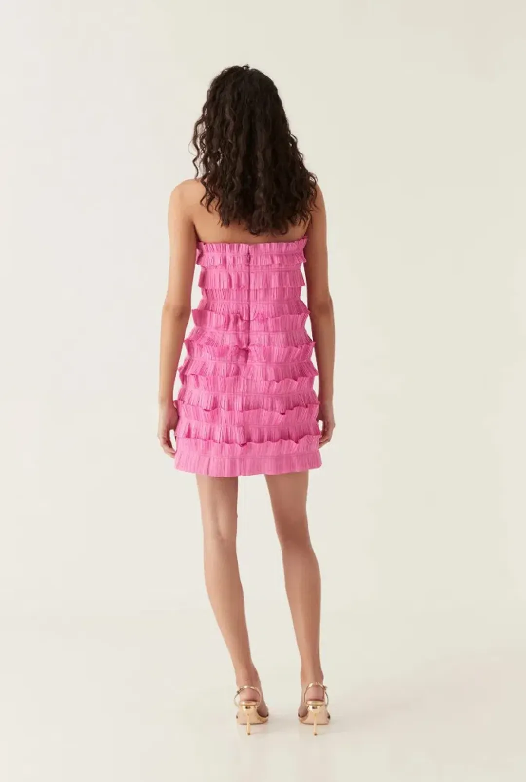 Aje Palladium Ruffled Mini Dress Muted Fuchsia Size S AU 8 for rent on The Volte - main image