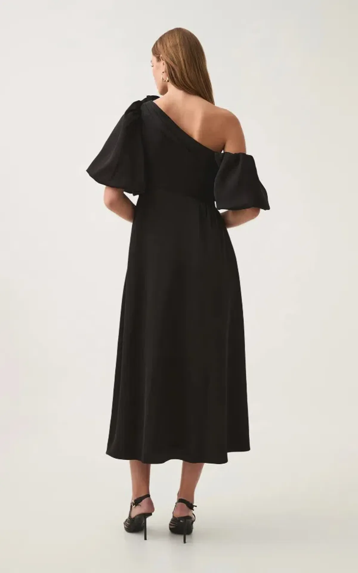 Aje Magnetic Draped Midi Dress Black size 8 - Image 2