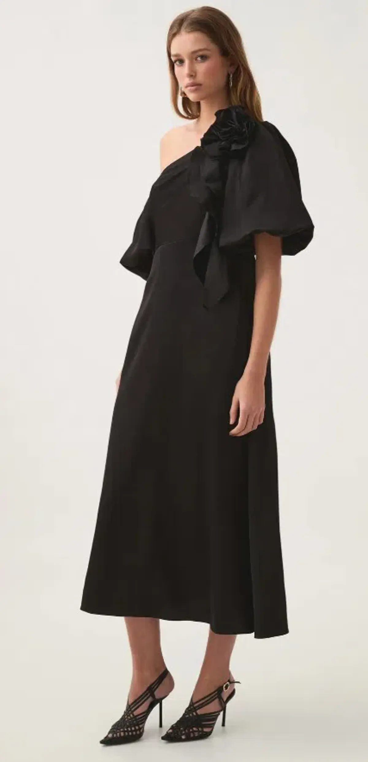 Aje Magnetic Draped Midi Dress Black size 8 - Image 4