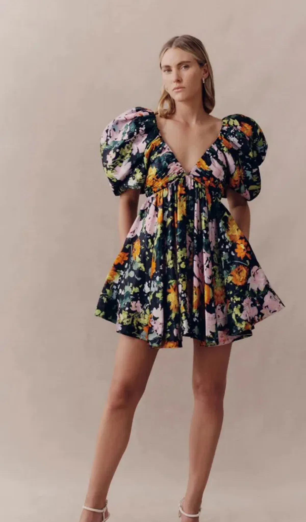 Aje Gabrielle Plunge Mini Dress Midnight Floral size 8 - Image 5