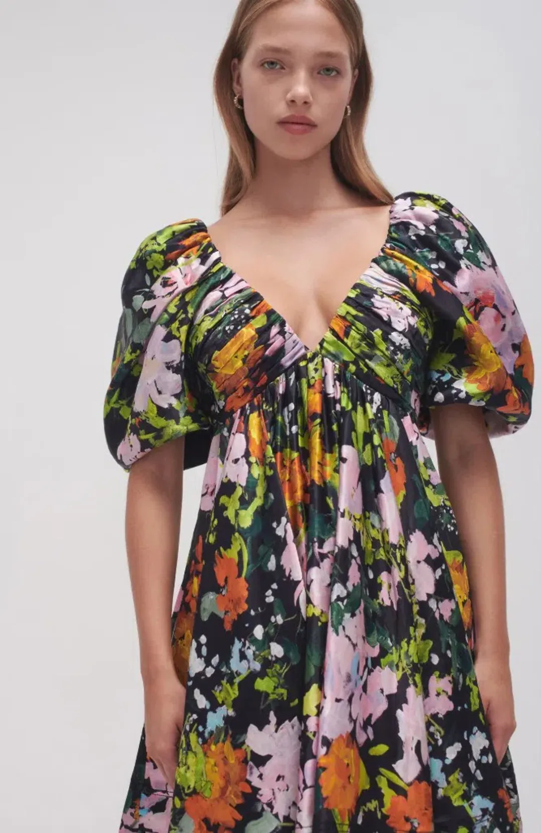 Aje Gabrielle Plunge Mini Dress Midnight Floral size 8 for rent on The Volte - main image