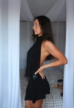 Sylavie Swimwear, Kassandra dress, mini, Black, Size Small for rent on The Volte - image 1