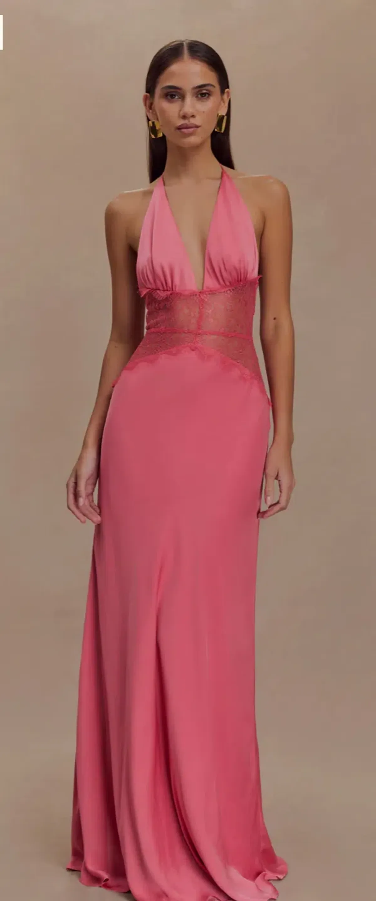 Dinah Lace And Satin Maxi Dress Blush Rose size 6 - Image 1