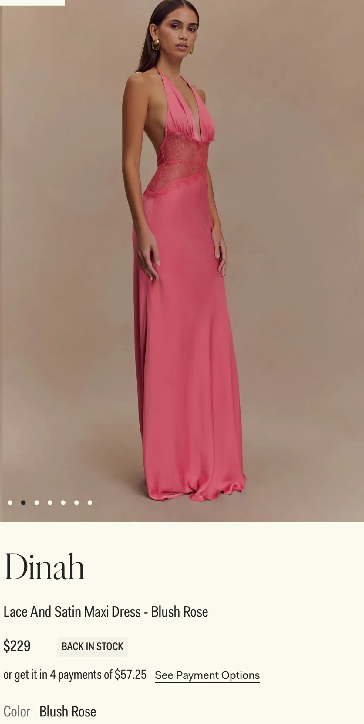 Dinah Lace And Satin Maxi Dress Blush Rose size 6 - Image 3