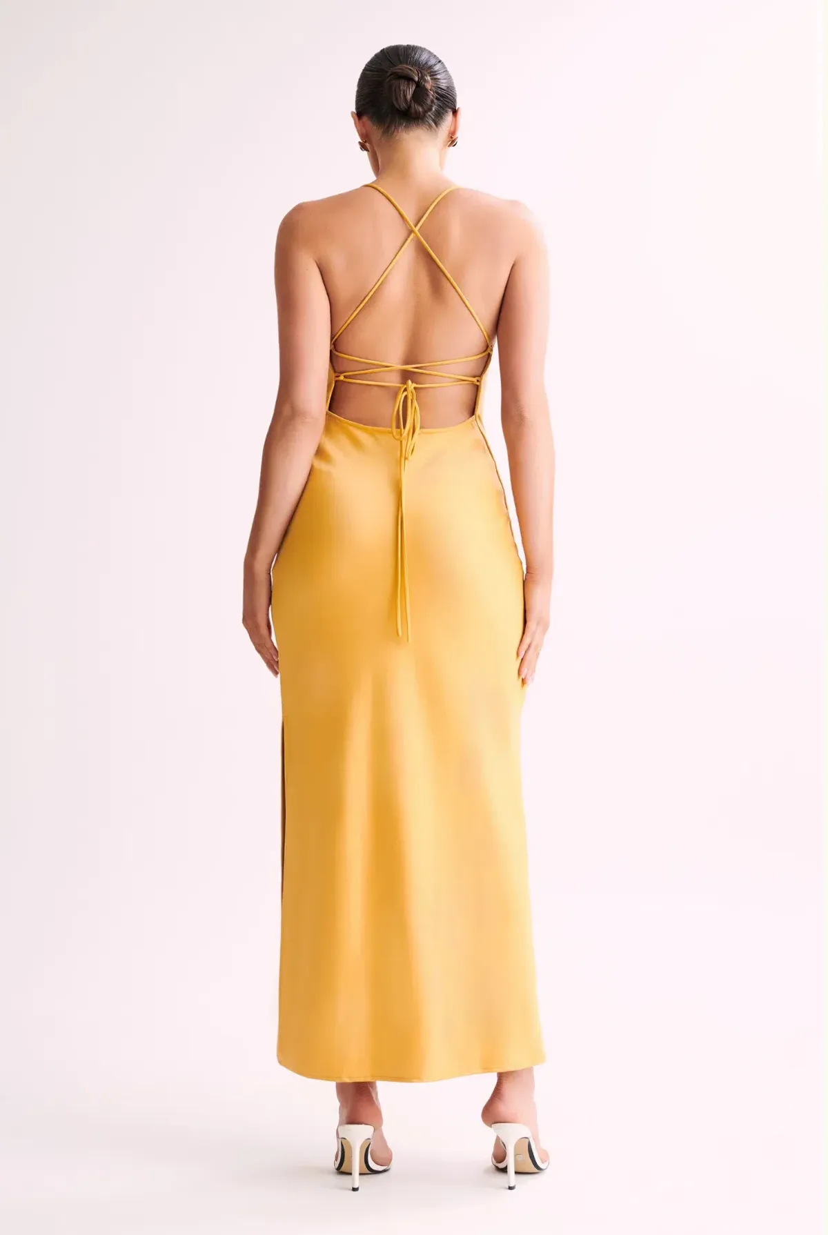 Sydney Straight Neck Slip Maxi Dress Yellow Size 6 - Image 2